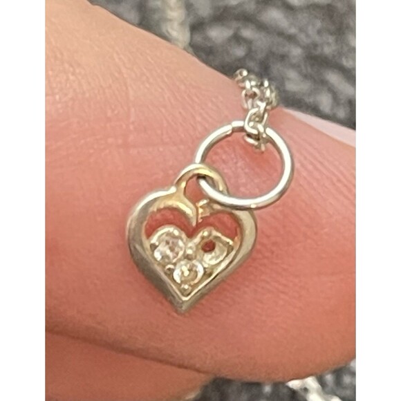 VTG Italian .925 Sterling Silver Cross & Heart Necklace CZ on 18” Chain 5.54g - Picture 5 of 12